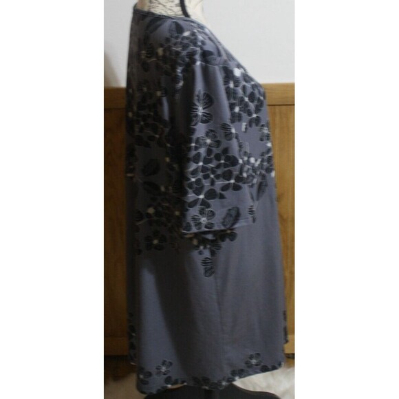 Azalea Women Gray & Black Flower Asymetrical Hem Casual Dress Plus2X SS Knit GUC - Picture 5 of 9